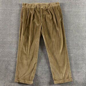 Vintage Bills Khakis Wide Wale Corduroy Pants Men's 38 Brown Pleated Cuffed
